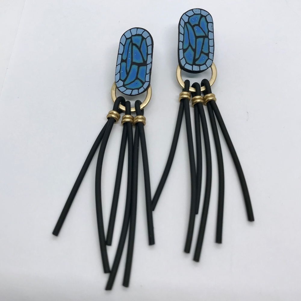 Hand -formed Polymer Clay and Rubber Earrings